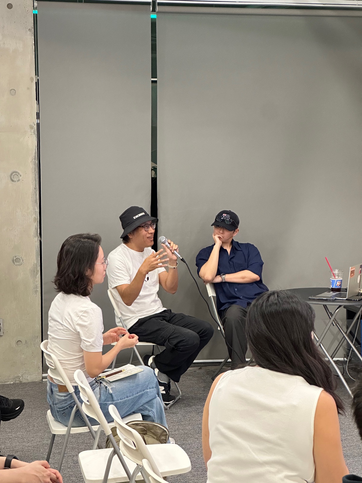 Three speakers sharing their experiences with founders