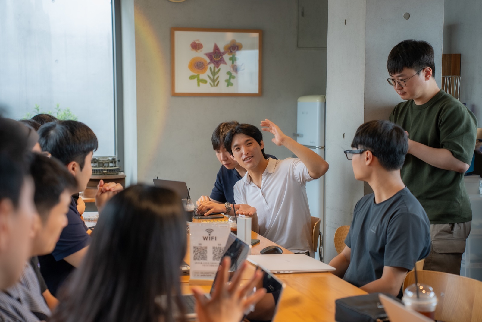A founder discussing an idea with the group