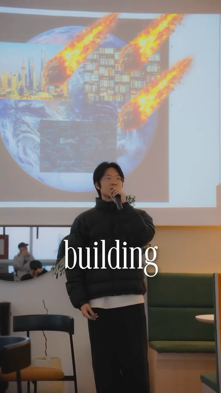 A founder sharing their startup journey (film still)